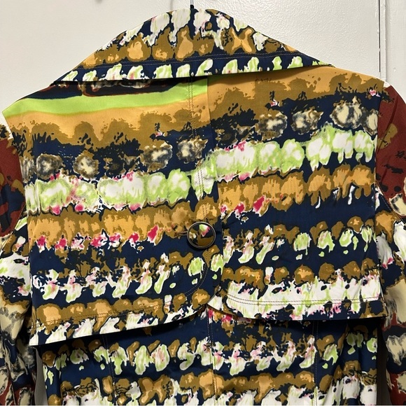 Vertigo Paris Trench Pea Coat Belted Lined Jacket Colorful Artsy Unique Women XS - Picture 7 of 11